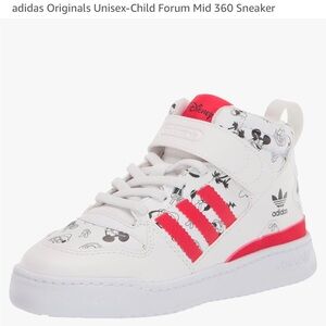 Adidas Disney Unisex-Child Forum Mid 360 C sneakers,Size 1 1/2 ,White/Red/Black